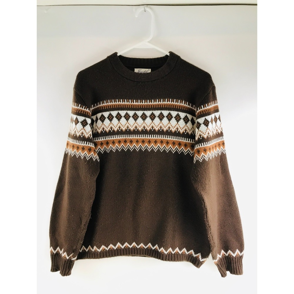 Jersild Sweater Women's Size M Brown Vintage 100% Dupont Acrylic Knit Crew Neck